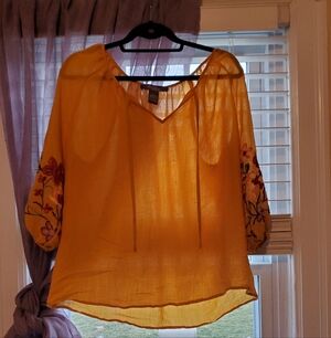 Golden Floral Embroidered Blouse